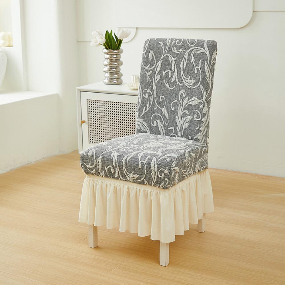 

Chair Slipcover Thickened Elastic One Piece Hotel Chair Cover with Skirt Stool Set Slipcover 1pc