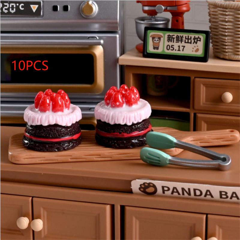 5/10PCS Dollhouse Miniature Simulation Cream Strawberry Cake Model Food Toy Home Ornaments Kids Pretend Toys Gift