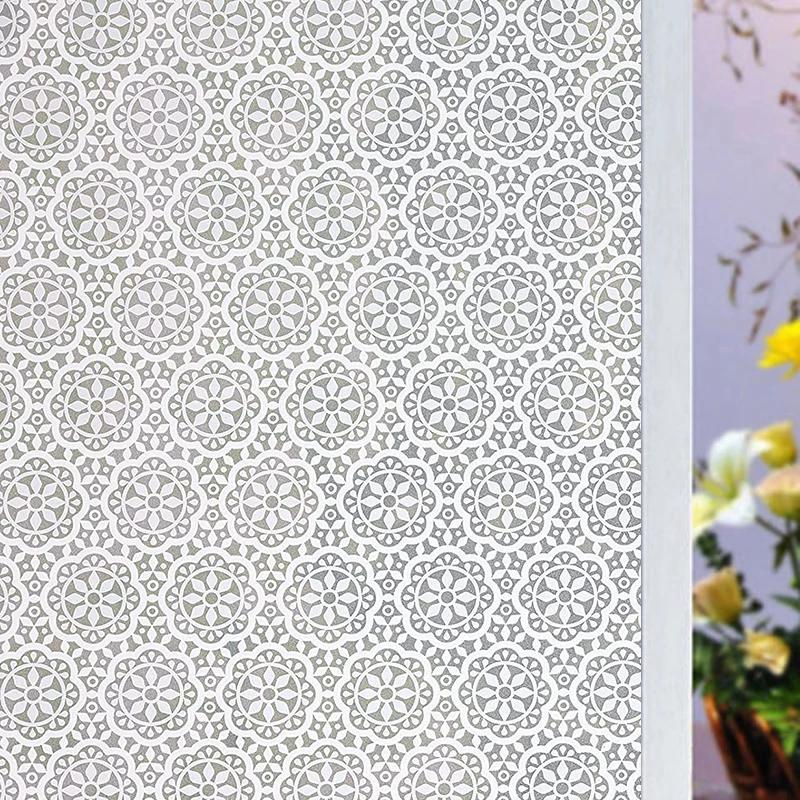 2/3m Flower Window Film Vinyl Opaque Glass Film Privacy Protection Glass 3D Stickers Stained Window Glass Films Home Decoration