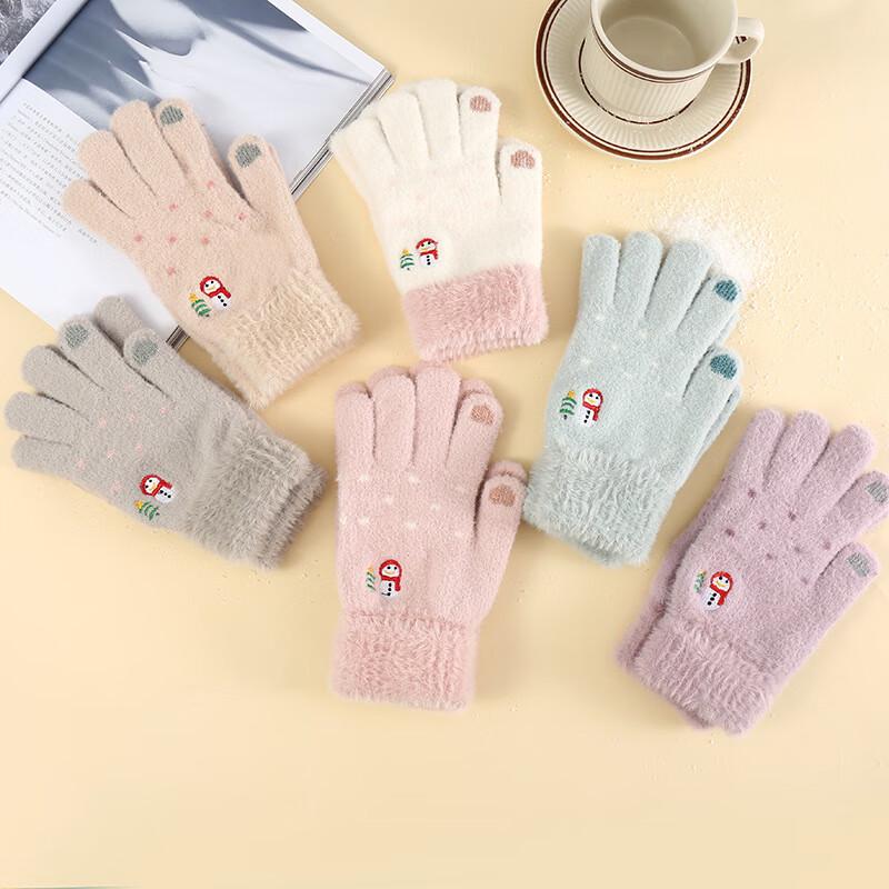 Changbaosen Damen Winter Schneemann Strick Touchscreen Handschuhe