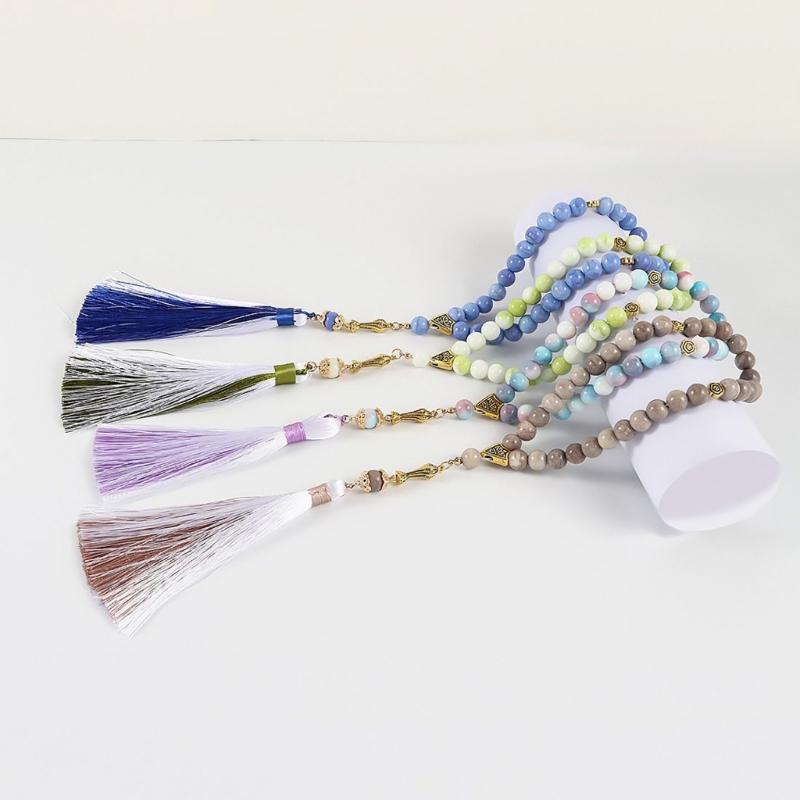 Multifunctional Glass Prayer Beads with Colorful Tassels Comfortable and Stylish for Muslims and Fashion Enthusiasts