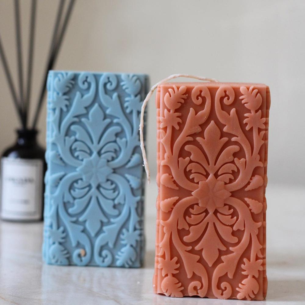 New Lace pattern cylindrical candle silicone mold carving pattern flowers and plants cylindrical candle mold candle making molds