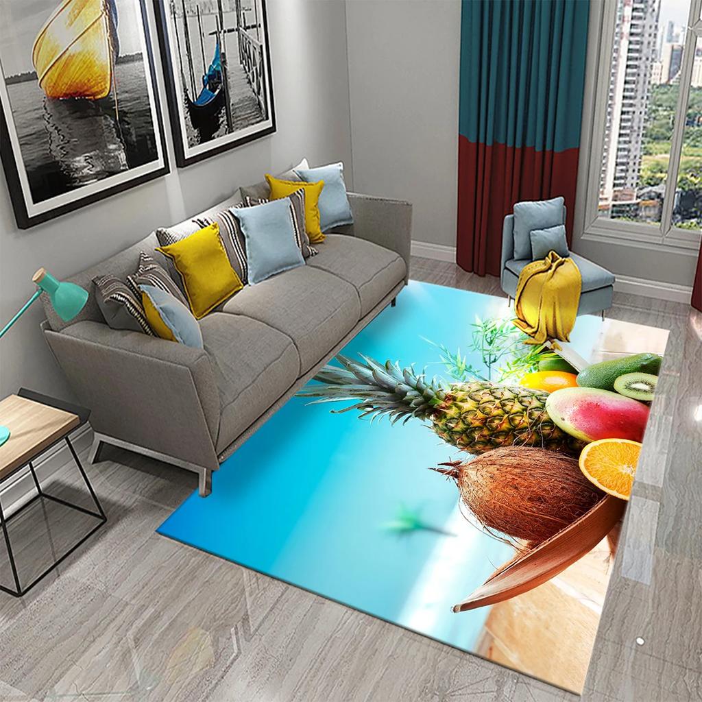 Zabawny Dywan Ananas 3D Dywany ze Wzorem Świeżych Owoców Dywan do Salonu Dywanik Podłogowy do Pokoju Dziecięcego Dywan Okno Przy Łóżku Wystrój Domu