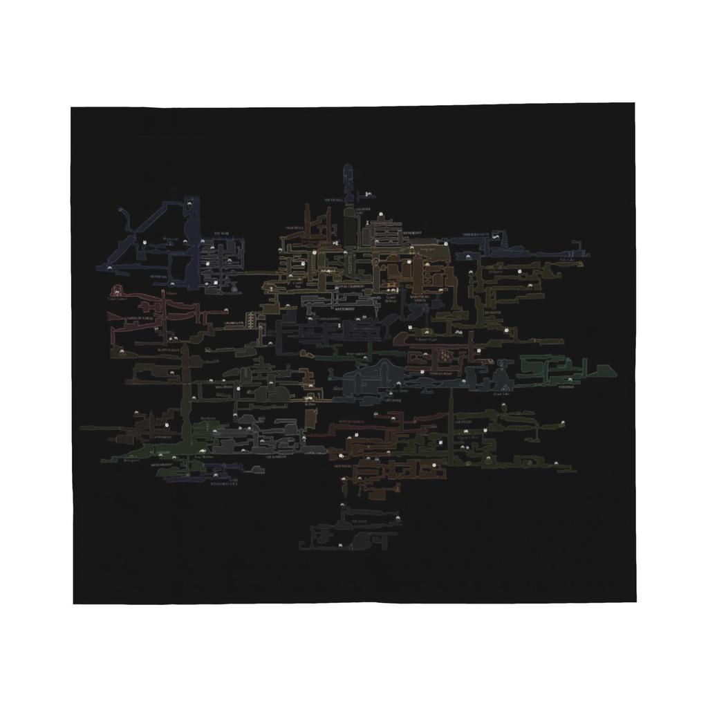 Hollow Knight Silksong Game Map Flannel Throw Blankets Mysterious Rug Piece Knitted Blanket Car Lightweight Thin Multi-function