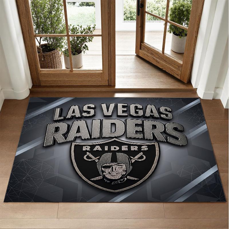 Las Vegas Raiders Design Crystal Velvet Rug Soft Decorative Mat for Bedroom Entrance