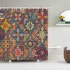 Bohemian 3D Shower Curtain, Indian Mandala Flower Green Blue Chic Color Modern Pattern Bathroom Fabric Home Decor Shower Curtain