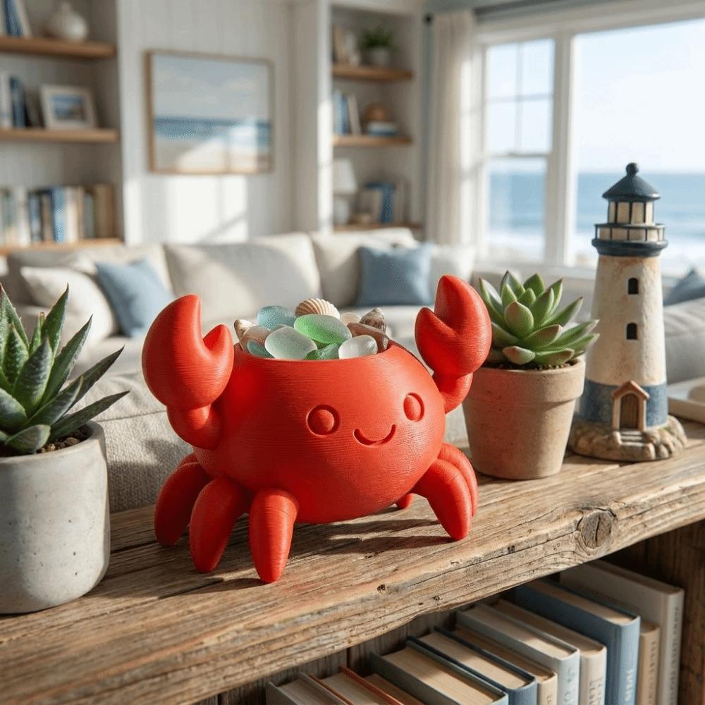 Handmade Crab Pen Holder 3D Printed Makeup Brush Holder Funny Desk Organizer  Tea Table
