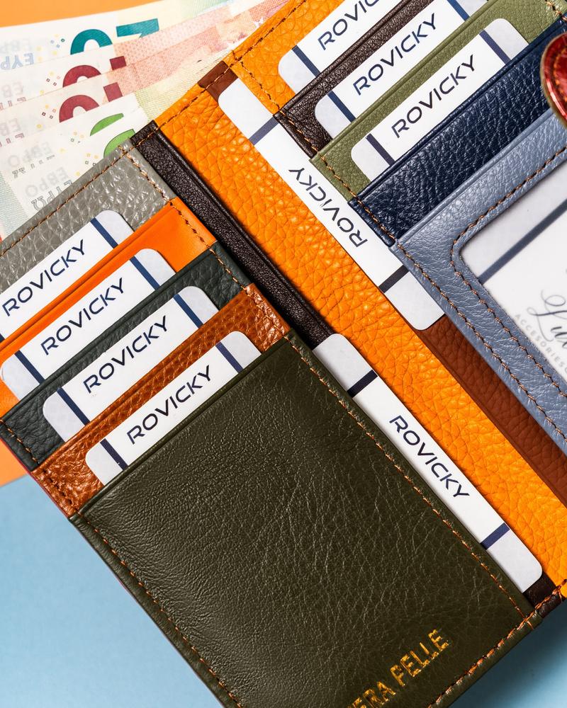 Große, lederne Damen Geldbörse im Patchwork-Muster - Rovicky