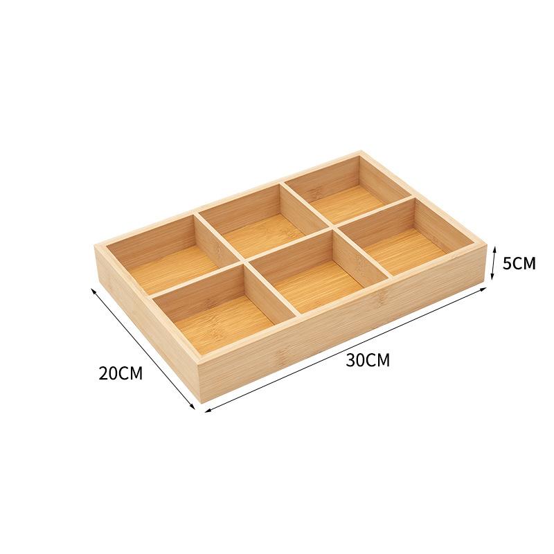 Hot selling Rectangular 6-compartment food tray & square 9 grid wood tableware snack plate sauce platter hot pot restaurant tray