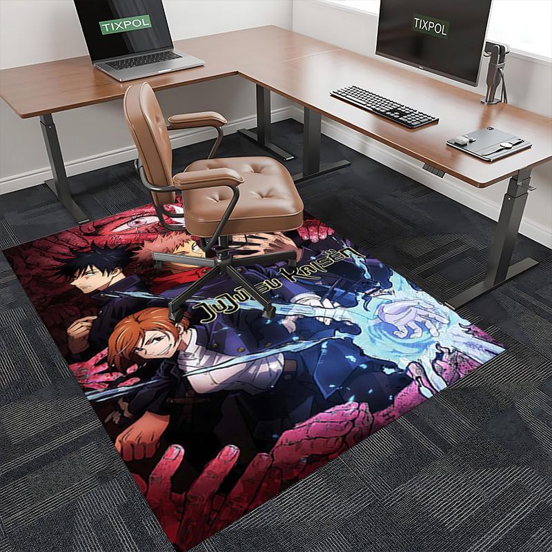 1pc Jujutsu Kaisen Anime Chair Mat - Office Desk Carpet with Satoru Gojo Design, Non-Slip Rug for Home Decor, Suitable for All Seasons, Perfect Gift I