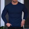 Men's Autumn Vertical Stripe Stand-up Collar Long-Sleeve T-Shirt