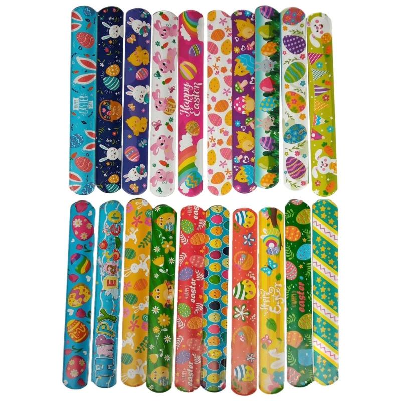 Set of 48pcs Easter Wristbands Surprise Snap Bracelets for Easter Parties Gatherings Snap Bracelets in Various Styles