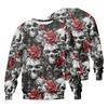 Men's Long Sleeve Neck Sweatshirt with Halloween Print, Casual Loose Fit