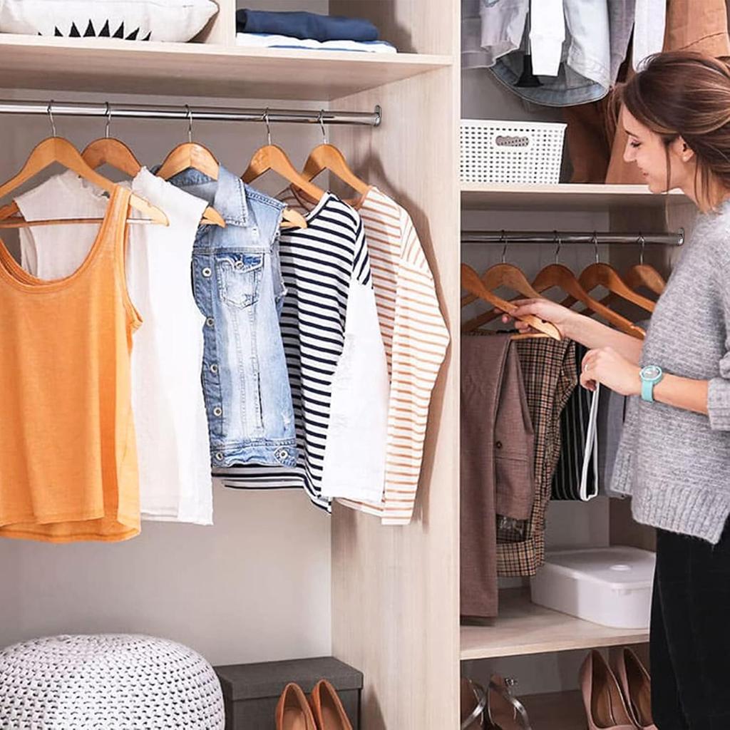 AEGYPIUS 6Pcs Oval Closet Rod End Supports 15mm x 30mm, Wardrobe Bracket Metal Rod Holders, Heavy-Duty Closet Pole Socket with Rear Facing 6.5mm P