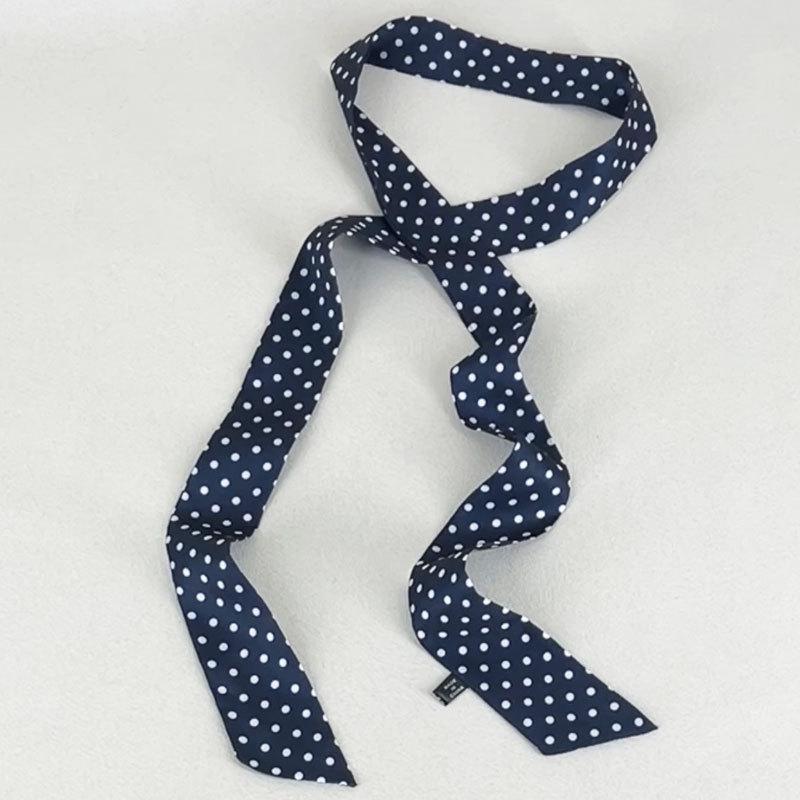 New Gradient Narrow Wide Wave Point Silk Scarf Women's Korean Edition Fashion Long Strip Multi Functional Decorative Belt Ribbon