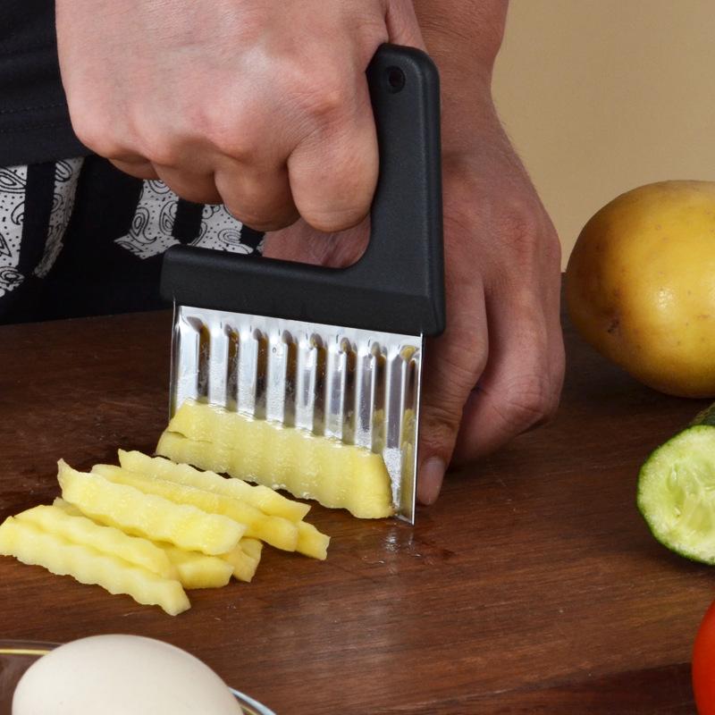 Stainless Steel Potato Crinkle Wavy Slicer Knife French Fries Dough Vegetable Fruit Potato Cutter Chopper Kitchen Maker Tool