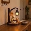 Mini Ghost Statue Halloween Reading Figurine, LED Light-up Street Light Resin Figurine Statue, Cat Desktop Decoration for Holiday Party Cartoon