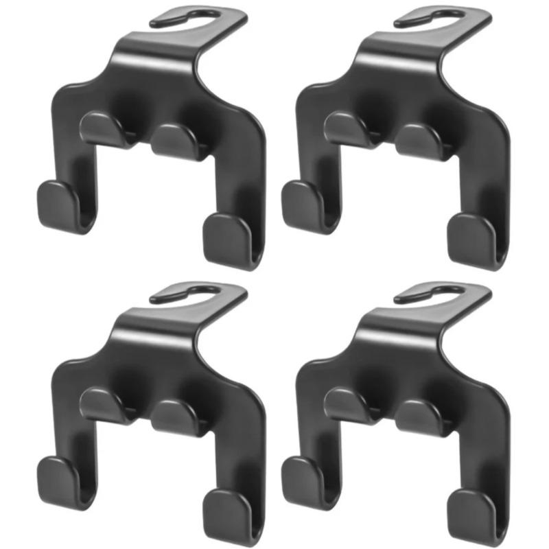 4pcs Multifunctional Car Seat Back Hook Double Head Phone Hanger Headrest Hanging Bag Storage Hanger Car Interior Accessories