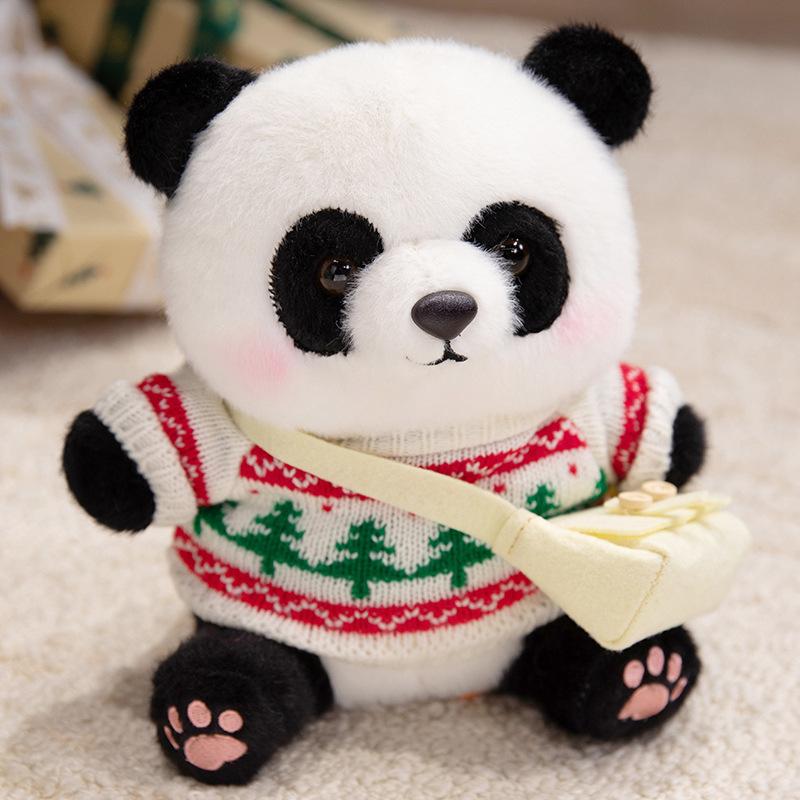 Cute Cute Dressed Panda Doll Plush Toy Black And White Panda Doll Children Accompany Soothing Doll