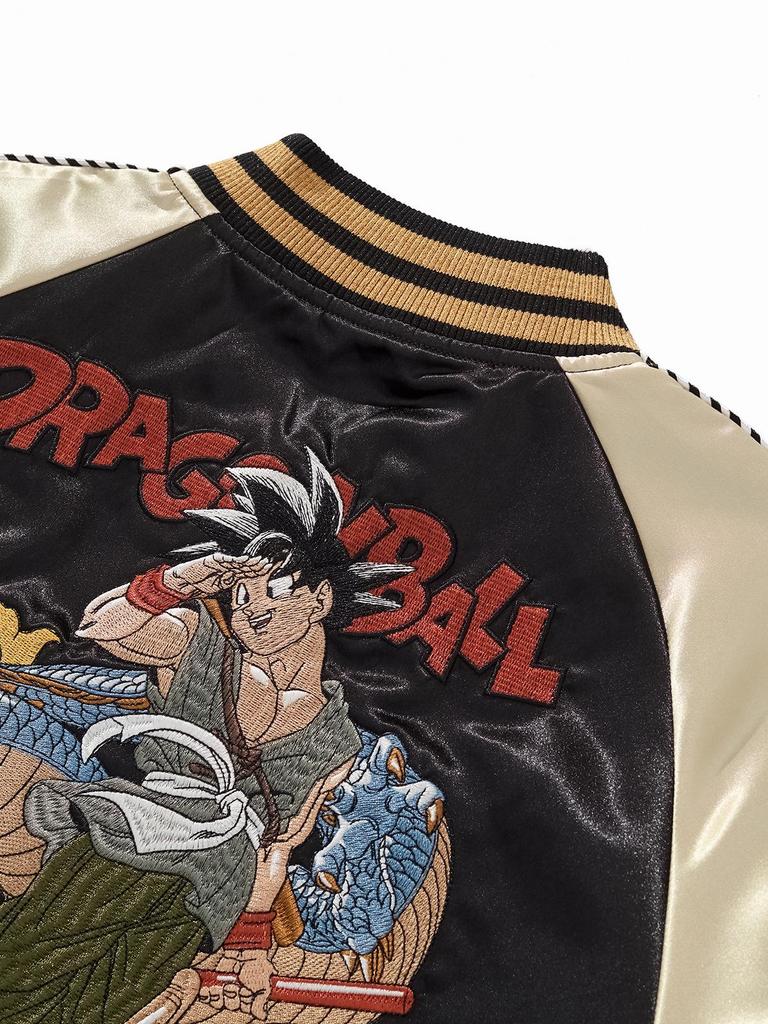 Huaxia Junpin Men's Dragon Ball Embroidered Baseball Jacket - Chinese Style Casual Outerwear A054