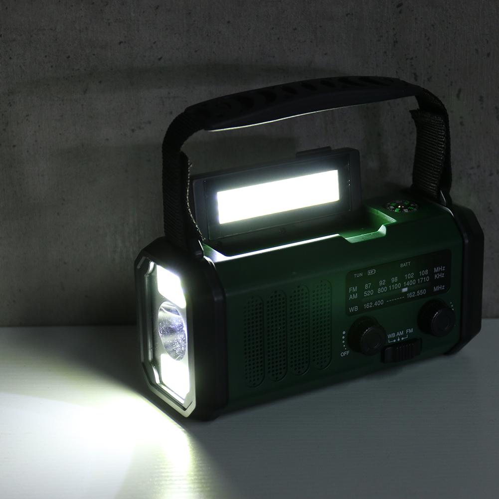 LED Emergency Power Bank AM/FM/WB 10000mAh Hand Crank Radio Flashlight Reading Lamp Emergency Radio Handcrank Solar with Compass