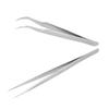 2Pcs Tweezers Eyelash Extension Straight Curved Anti Static Matte Stainless Steel Supplies