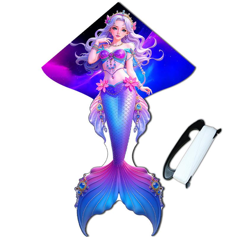 

Mermaid Kids Kite With Mechanical Craft And Durable Polyester For Outdoor Play 1.1m фіолетовий