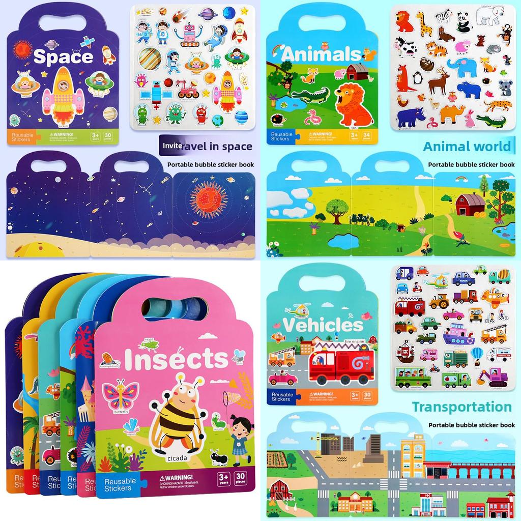 Children Sticker Book With Reusable Paper And Bubble Stickers For Early Learning And Brain Development
