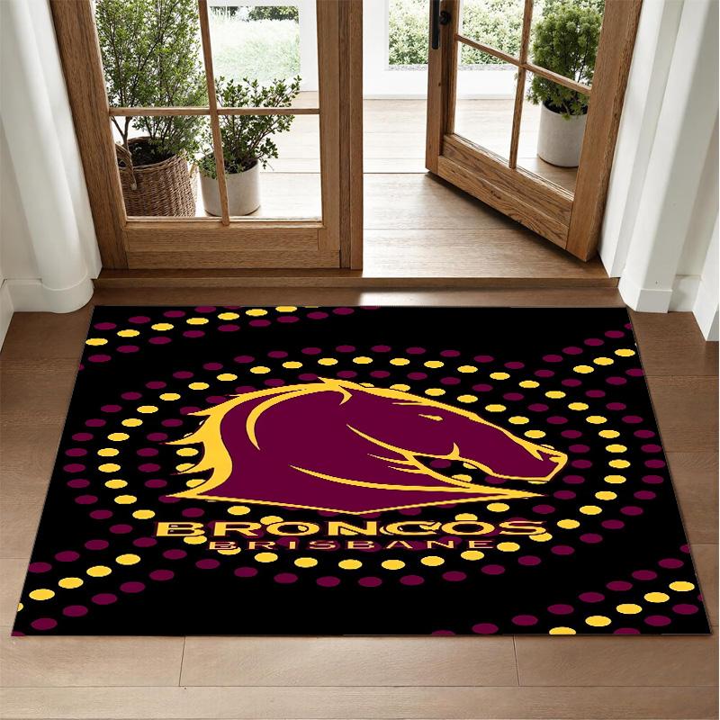 Brisbane Broncos Design Crystal Velvet Rug Soft Decorative Mat for Bedroom Entrance