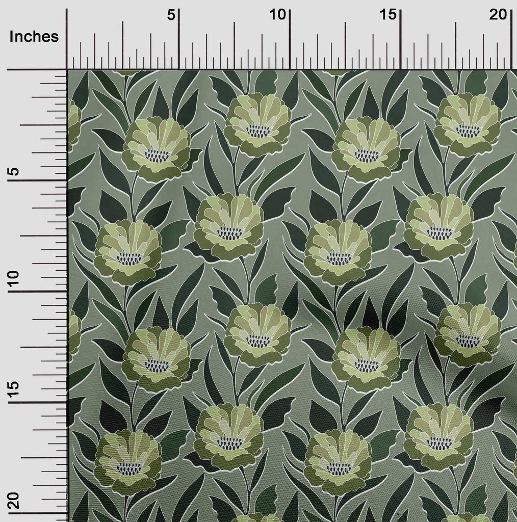 oneOone Хлопковая гибкая зеленая ткань с цветочным принтом в стиле ретро, ​​декоративная ткань для поделок, напечатанная во дворе, 40 дюймов