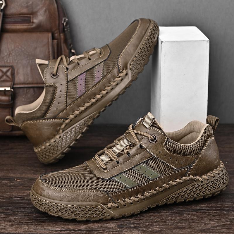 Fashion Hand-stitching Outdoor Men Sneakers Fashion Classic Driving Footwear Non-slip Treking Shoes Handmade Mens Leather Casual Shoes