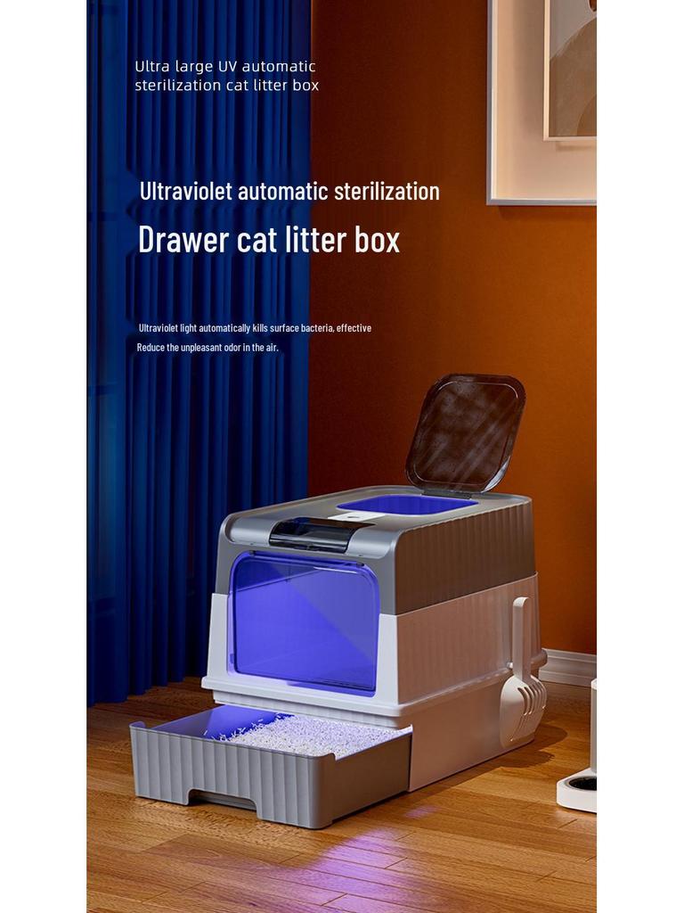 Extra-Large Fully Enclosed Cat Litter Box with Drawer and Anti-Splash Design