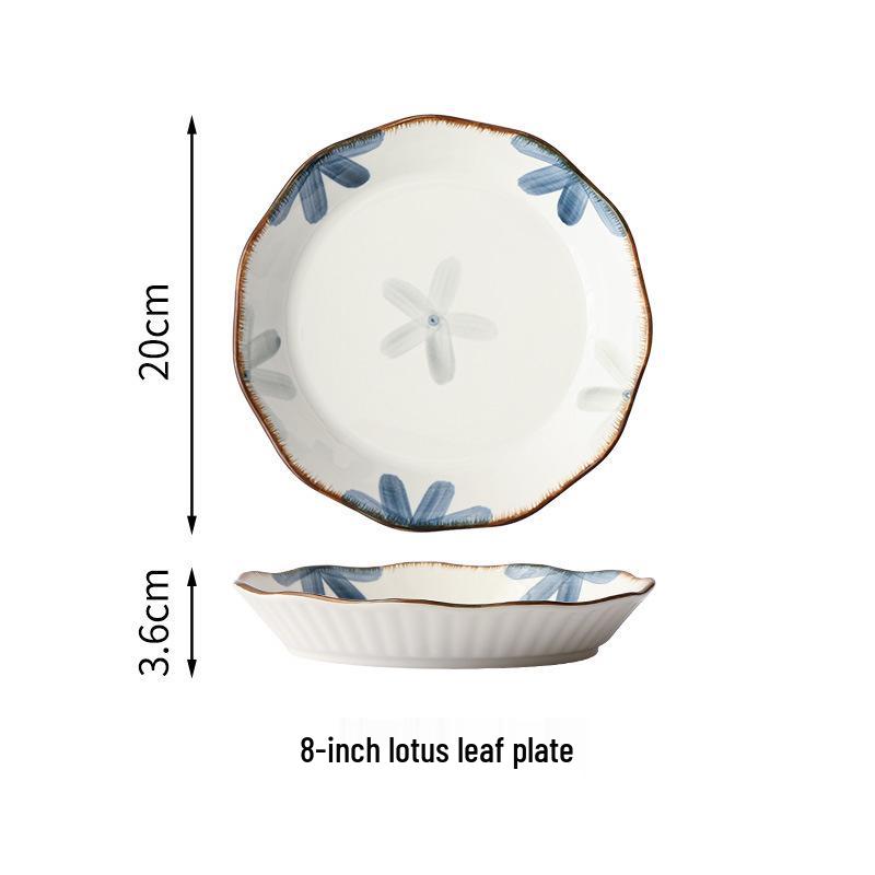 Japanese Ceramic Ink Wash Bowl and Plate Set - Tableware for Home Dining
