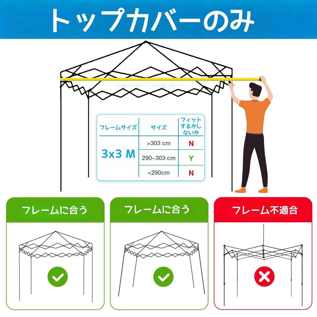 3m x 3m Oberplane für Planenzelte, UV-Schutz, Hohe Wasserbeständigkeit. *Nur obere Abdeckung (Sonnenschäden)