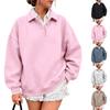 Women's Casual Loose Fit Button-Down Collar Long Sleeve Pullover Sweatshirt