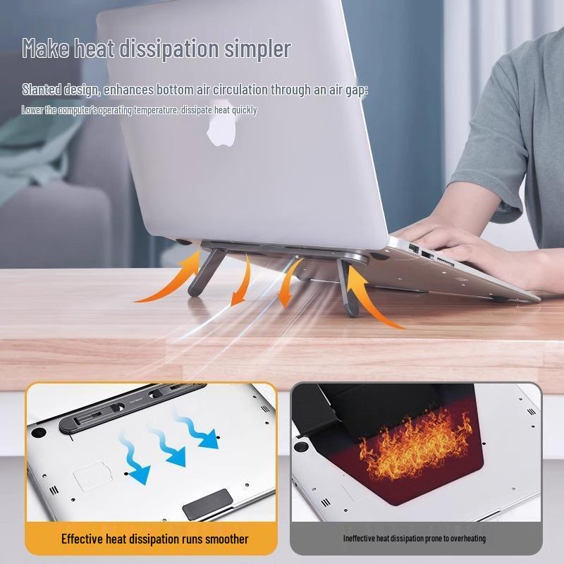 Portable Notebook Cooling Stand with Adjustable Height, Creative Design, Bright Finish, Mini Invisible Folding.