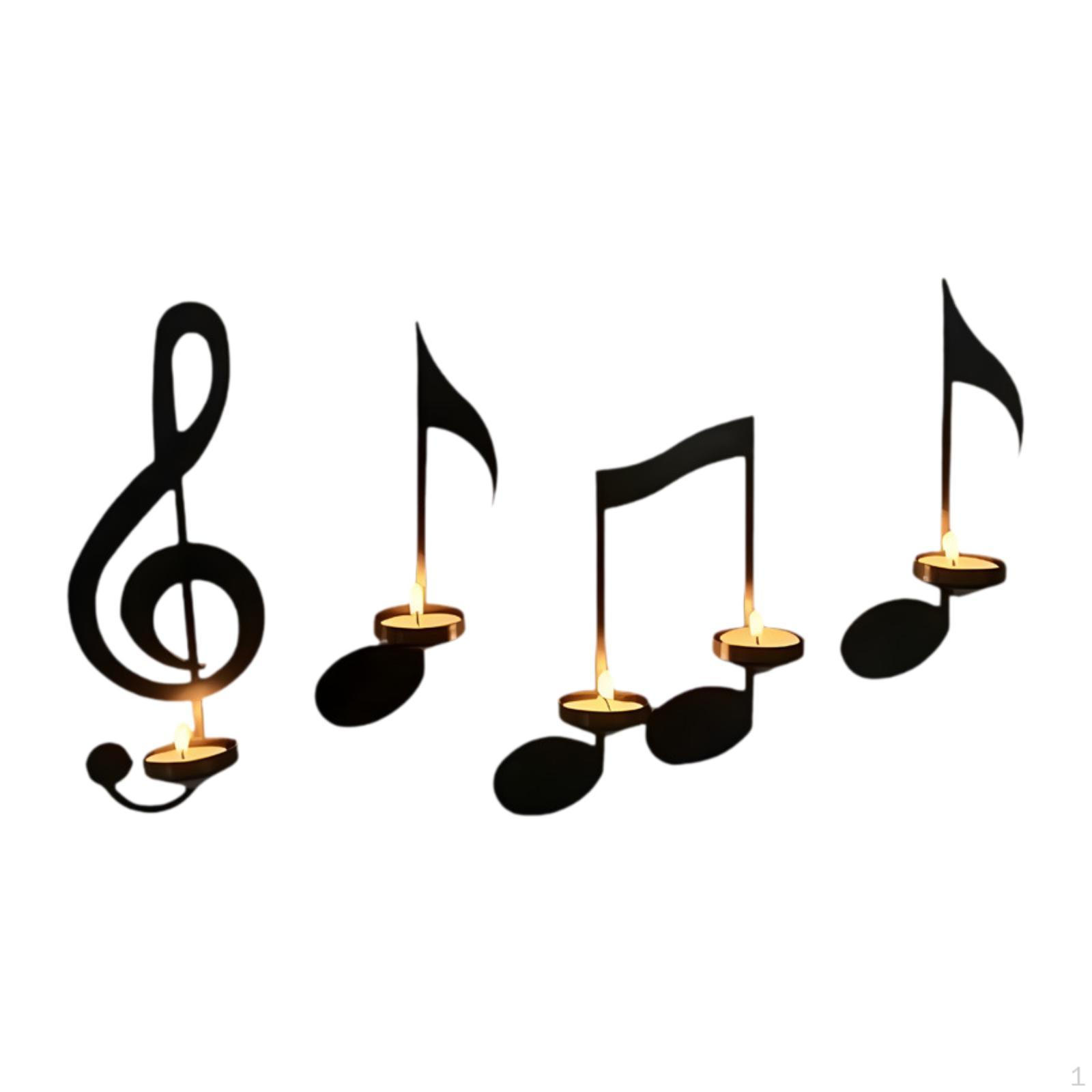 

Wall Sconce Candle Holder Set of 4PC Home Decor Elegant Black Music Note Candlestick for