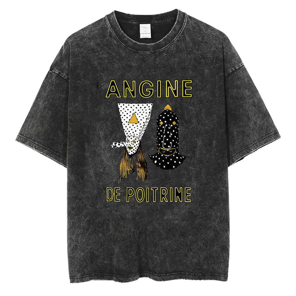 Rock Band Angine De Poitrine Vintage Washed T Shirts Mens Women Fashion Gothic Short Sleeve Tshirt Punk Hip Hop Clothing Tees