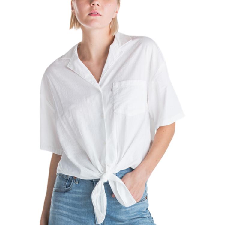 

Levis Однотонная Свободная Повседневная Простая Рубашка с Коротким Рукавом Женская рубашка Белая 68983-0002 L