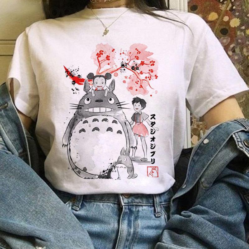 Cartoon Totoro Anime Series Printing, Summer Campus Large Size Men's and Women's Short Sleeve Anime T-shirt