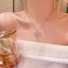 "Elegant Korean Titanium Steel Zircon Bow Necklace for Women"