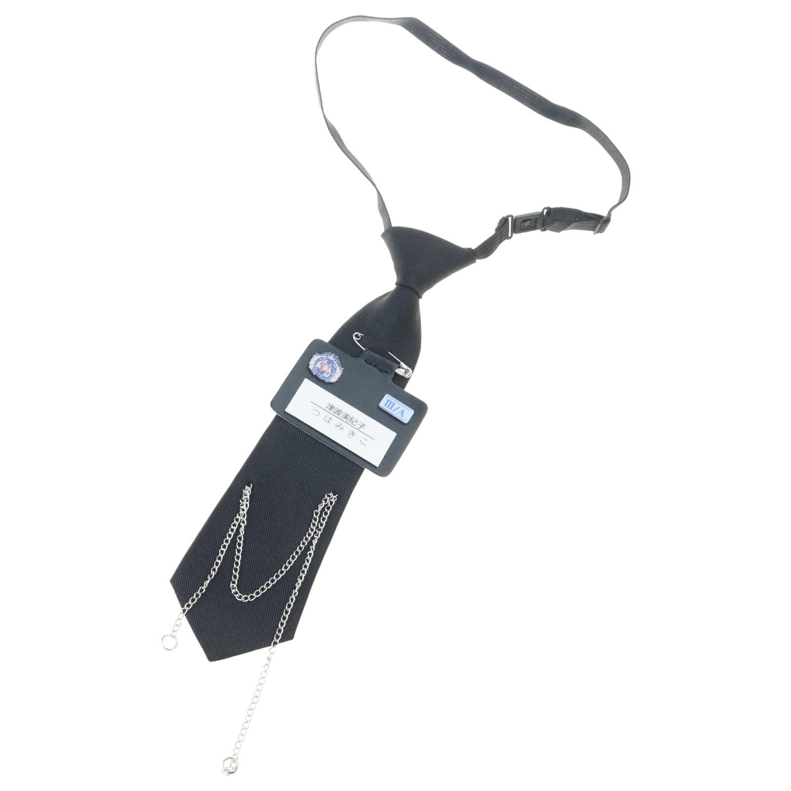 

Галстук в стиле кампуса с булавкой, бейджем и цепочкой, студенческая форма, регулируемый предварительно завязанный шейный галстук, воротник рубашки, шейный платок чёрный