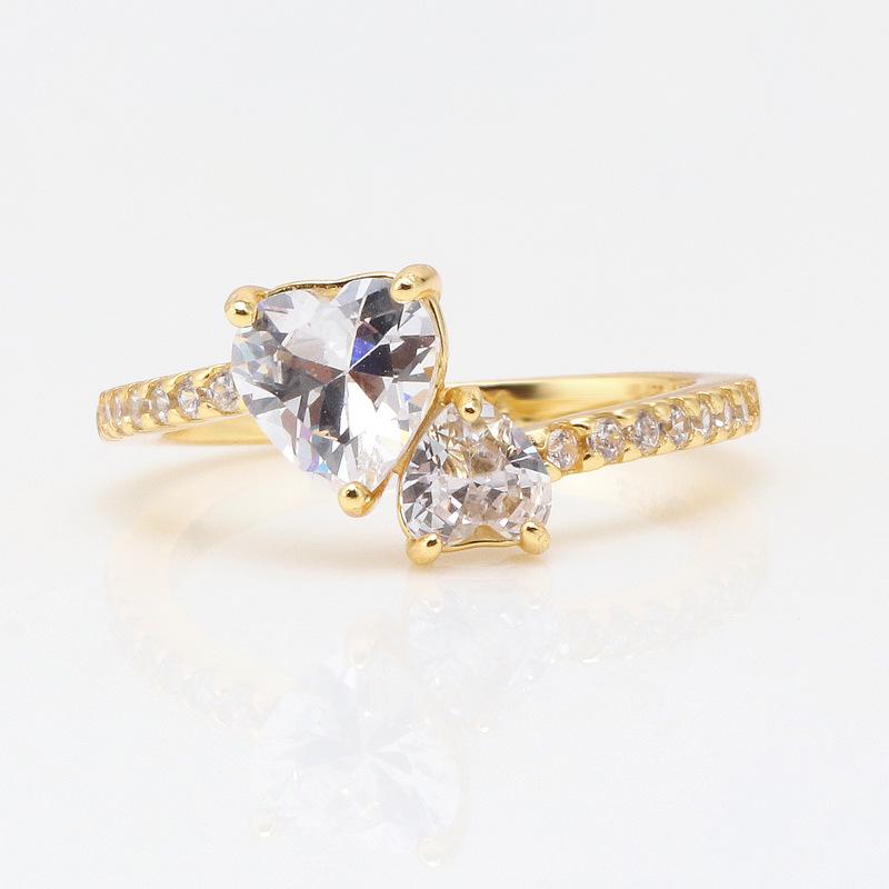 Goldener Glänzender Doppelherzring - Eleganter Modischer Herz zu Herz Liebesring, Perfektes Muttertagsgeschenk