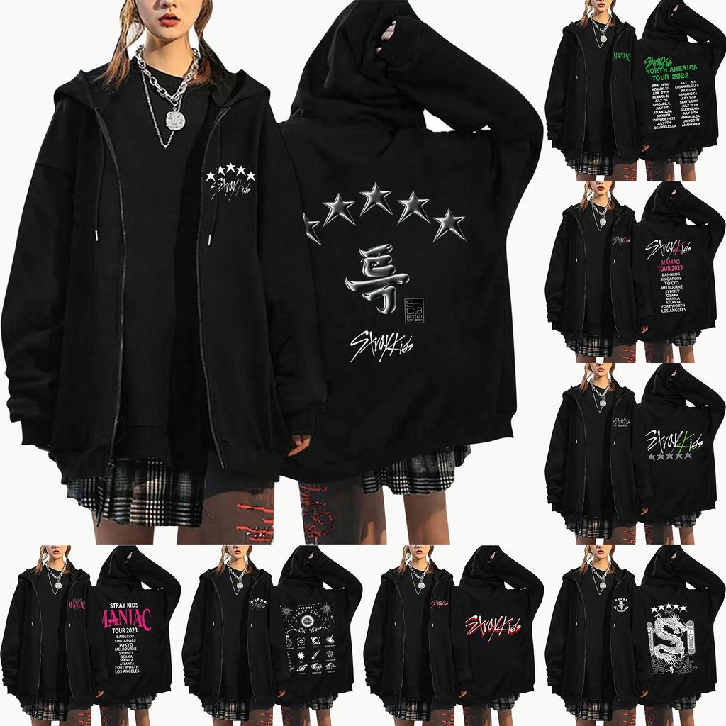 Women's Zip Up Hoodies Teen Girls Letter Printing Sweatshirt Clothing Casual Drawstring Jacket With Pockets