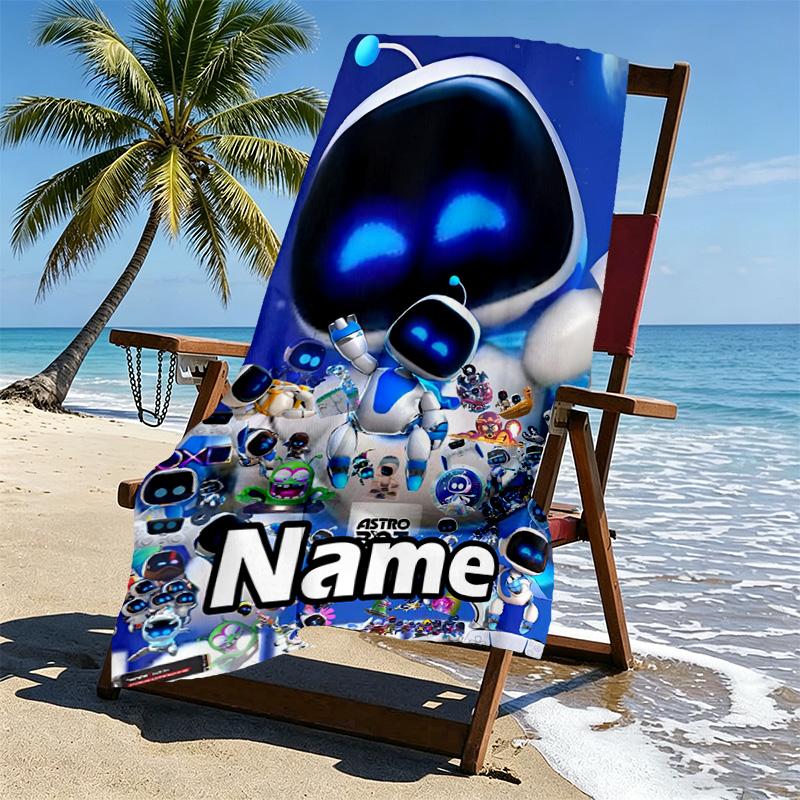 Custom Name Personalized Cosmic Bot Crew Print Beach Towel, for Trip Camping Beach Party Home Decor, Birthday Gift for Family & Friends