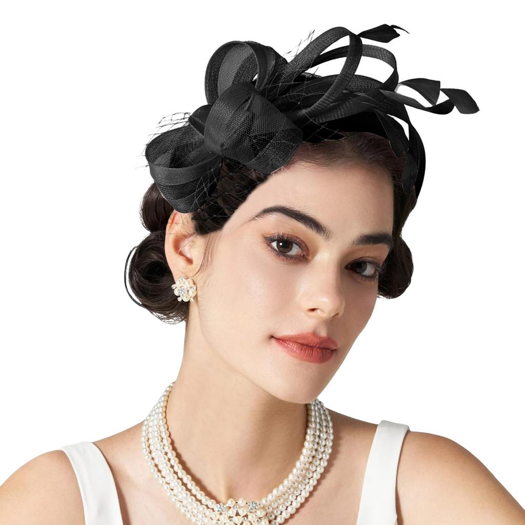 Large Head Bands for Women's Hair Tulle Fascinators For Women Tea Party Hats For Cocktail Wedding Fancy Sweatbands Women Head