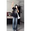 Women's Winter Retro Blue High-Waisted Wide-Leg Jeans - Slimming, Height-Enhancing, Petite Straight-Leg Trousers