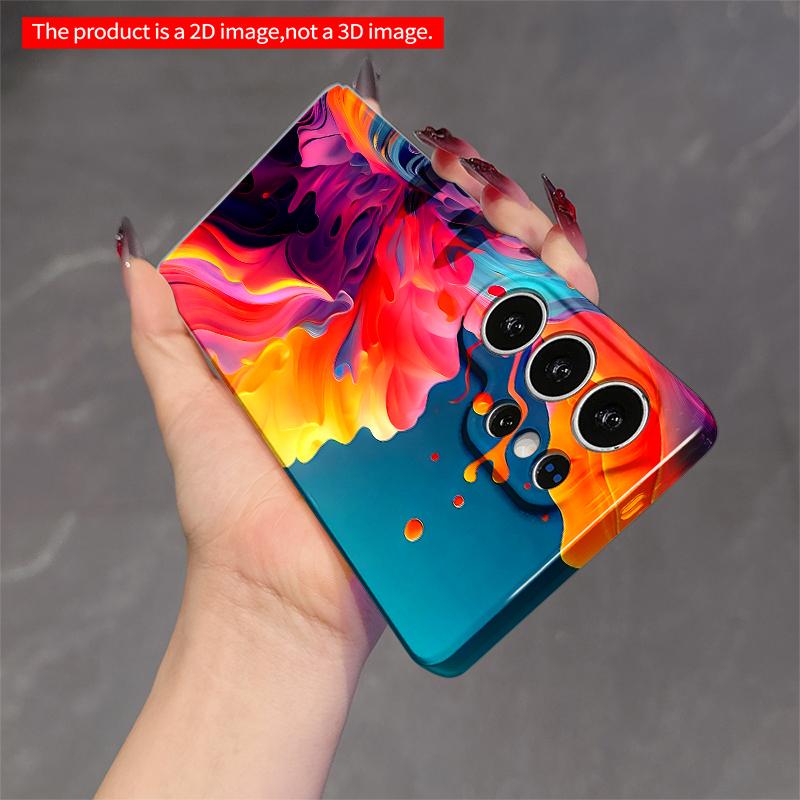 2DFlat Samsung Phone Case Vibrant Fluid Splash Abstract Design Applicable To Galaxy S23 S24 S25ULTRA S26 A12 A14 A15 A16 A54 A55