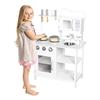 GINGER HOME – Wooden Play Kitchen for Children with Accessories, Doors and Buttons, White, 58.5×29.5×85 Cm
