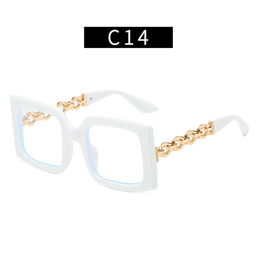 Women's Large Frame Square Sunglasses with Chain Temples